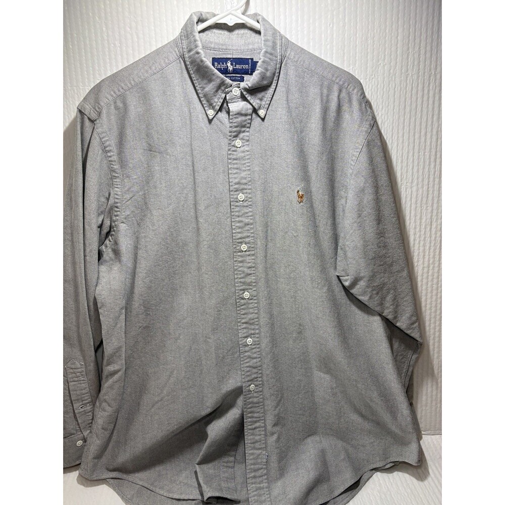 Ralph Lauren Men’s Gray Cotton Oxford Long Sleeve Size XL  17-35